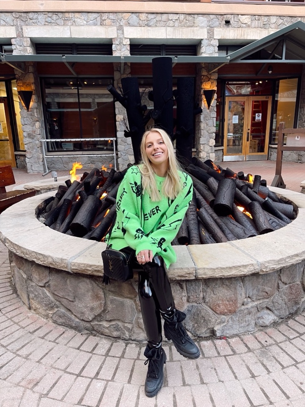 Adika Neon Green Graphic Oversized Sweater